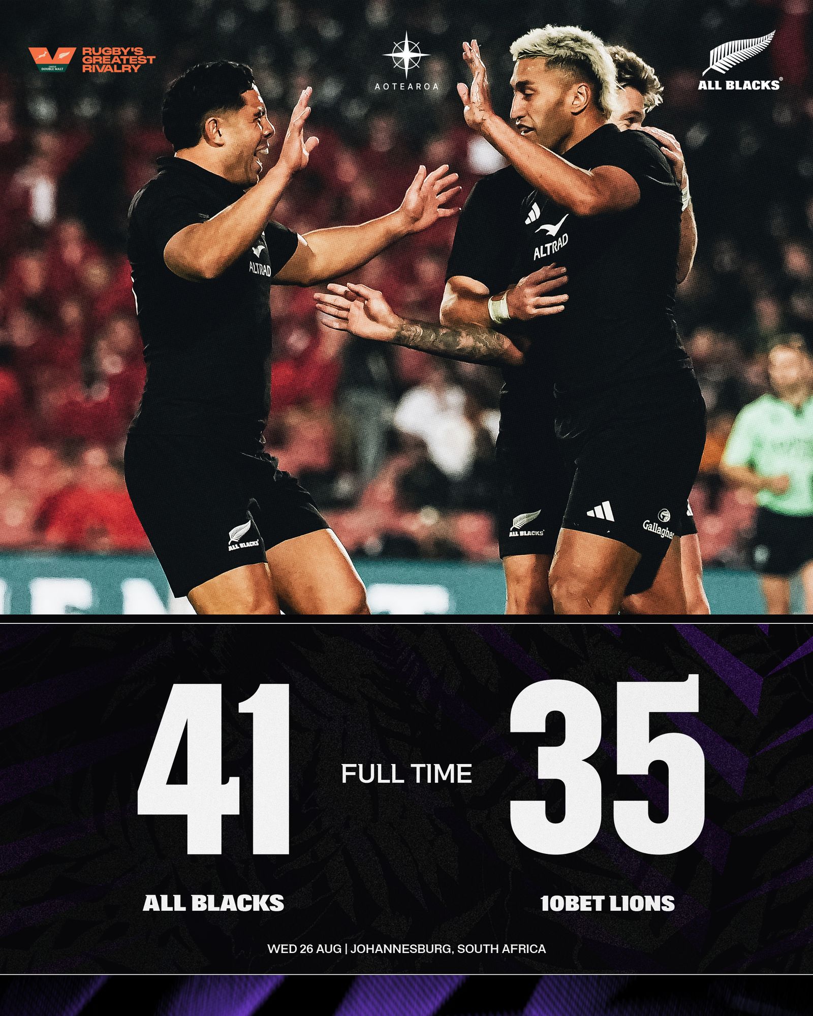 LOS ALL BLACKS DIERON VUELTA EL PARCIAL Y VENCIERON A LOS LIONS SIN SOBRARLE DEMASIADO
