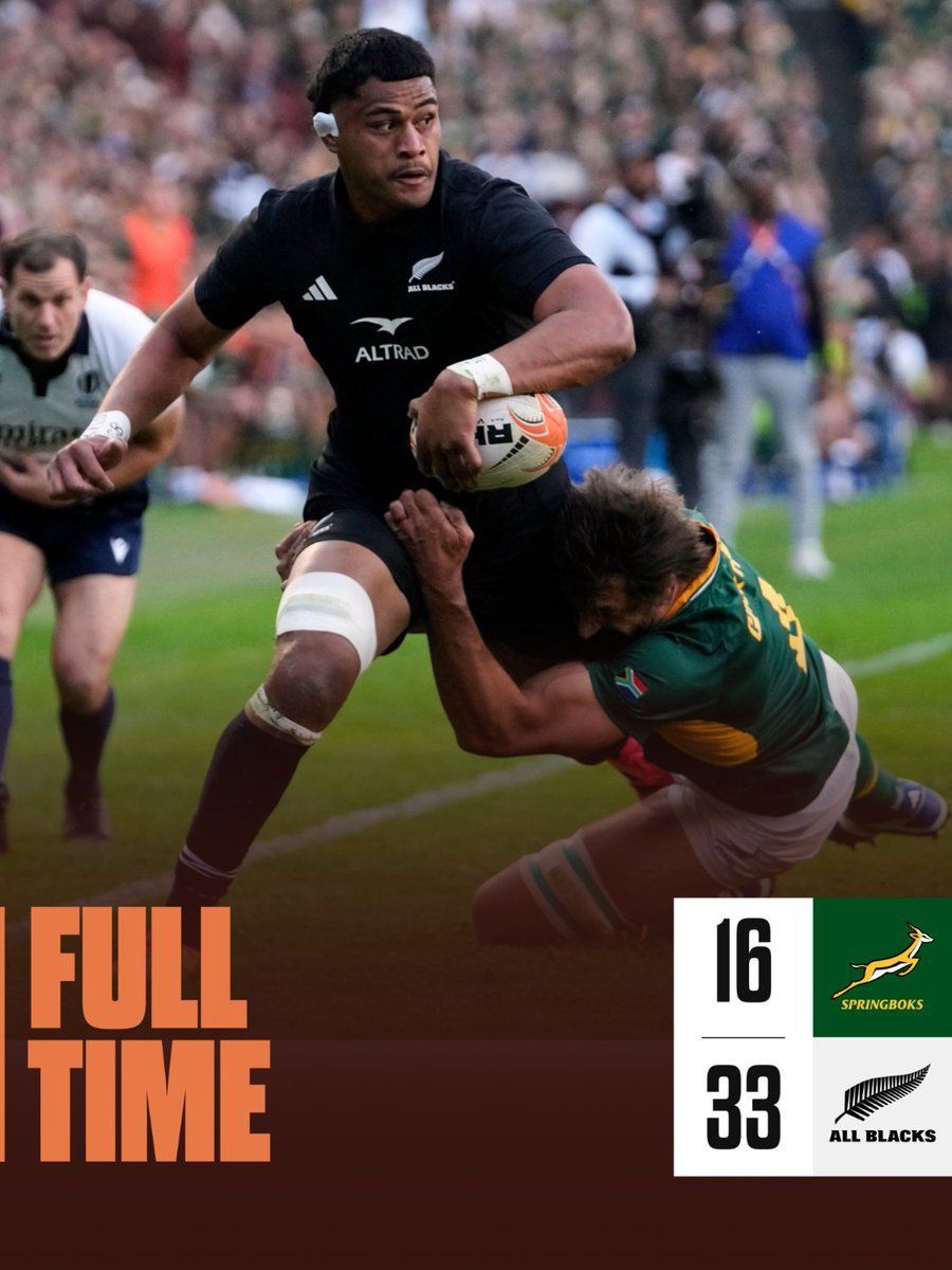 LOS ALL BLACKS SE QUEDARON CON EL PRIMER PARTIDO ANTE SUDÁFRICA Y SON LOS NUEVOS NÚMERO UNO DEL RANKING MUNDIAL