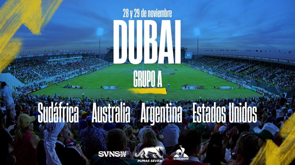 Los Pumas 7s y su grupo para el arranque de la temporada en el seven de Dubai