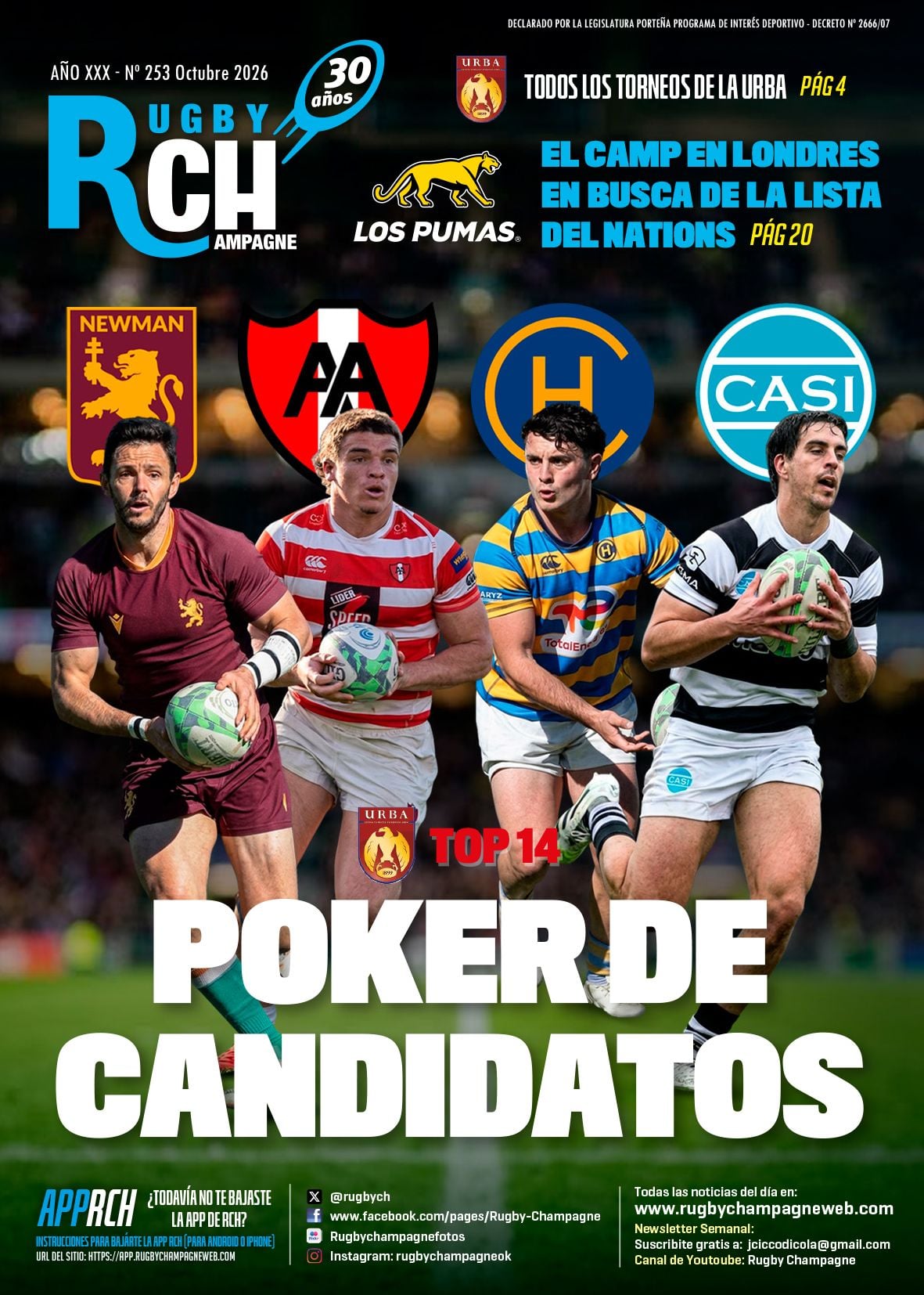 Una nueva revista Rugby Champagne con todo lo que tenés que saber que sucedió este mes de definciones y lo que vendrá